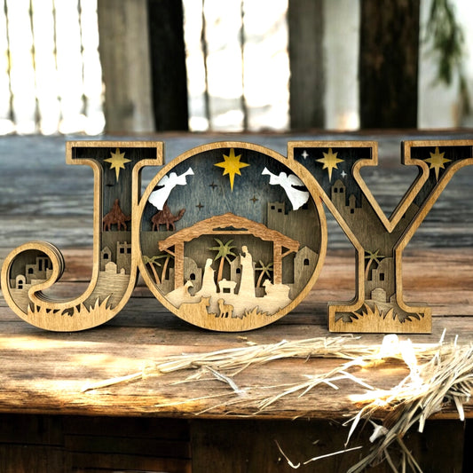 NEW! Joy Nativity Shelf Sitter